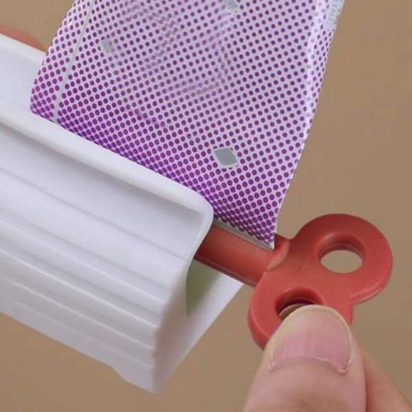 ROLLING TUBE TOOTHPASTE SQUEEZER DISPENSER HOLDER STAND IN RED - Picture 9 of 15